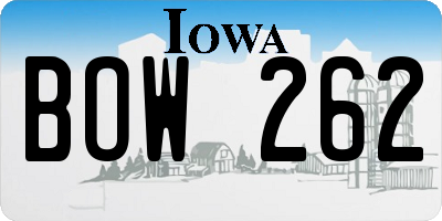 IA license plate BOW262