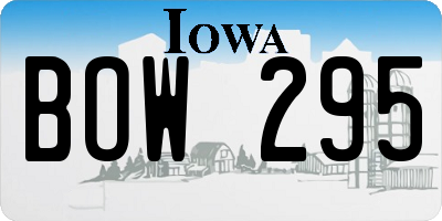 IA license plate BOW295