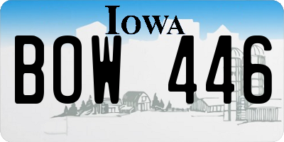 IA license plate BOW446