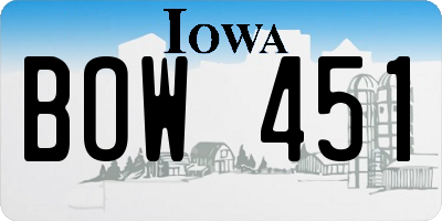 IA license plate BOW451