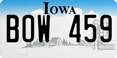 IA license plate BOW459