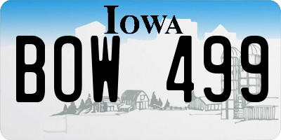 IA license plate BOW499