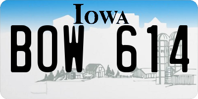 IA license plate BOW614