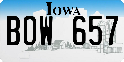 IA license plate BOW657