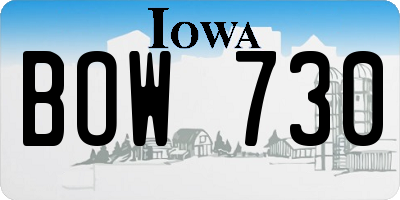 IA license plate BOW730