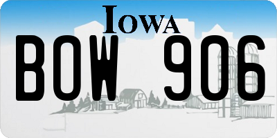 IA license plate BOW906