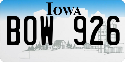 IA license plate BOW926