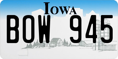 IA license plate BOW945