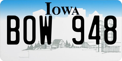 IA license plate BOW948