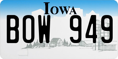 IA license plate BOW949