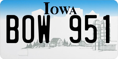 IA license plate BOW951
