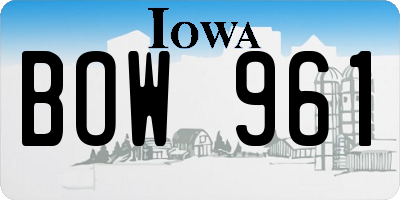 IA license plate BOW961