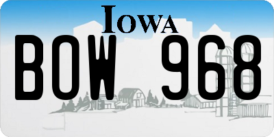 IA license plate BOW968