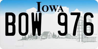 IA license plate BOW976