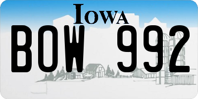 IA license plate BOW992