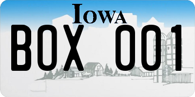 IA license plate BOX001