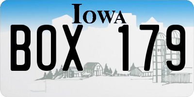 IA license plate BOX179