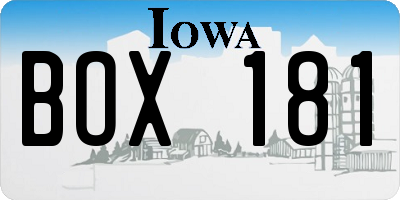 IA license plate BOX181