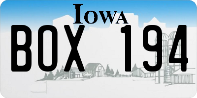 IA license plate BOX194