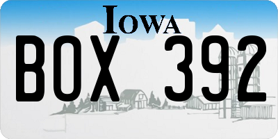IA license plate BOX392