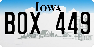 IA license plate BOX449
