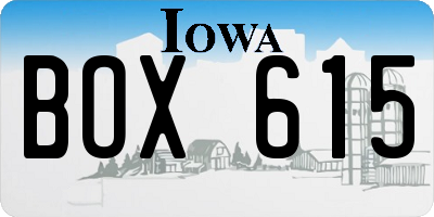 IA license plate BOX615