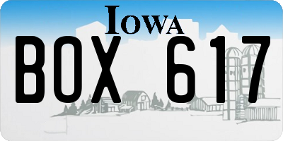IA license plate BOX617