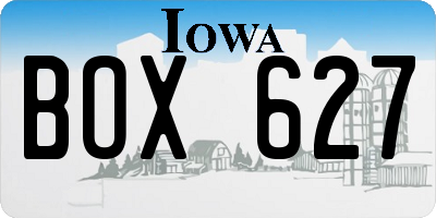 IA license plate BOX627