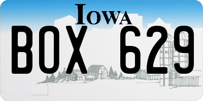 IA license plate BOX629