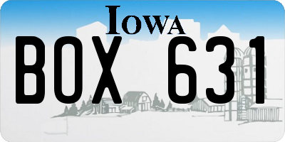 IA license plate BOX631