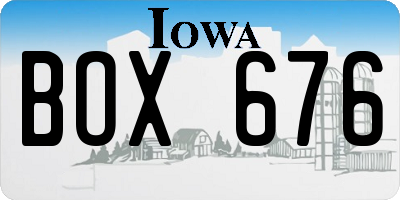 IA license plate BOX676