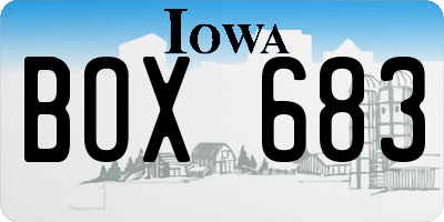 IA license plate BOX683