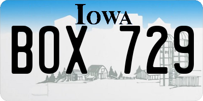 IA license plate BOX729