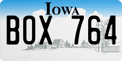 IA license plate BOX764