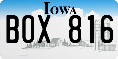 IA license plate BOX816