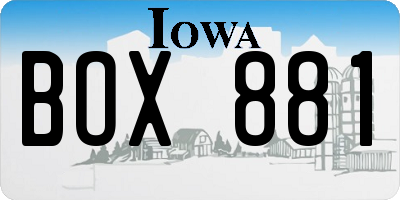 IA license plate BOX881