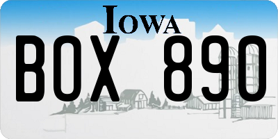 IA license plate BOX890