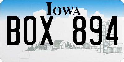 IA license plate BOX894