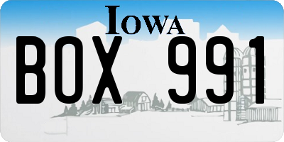 IA license plate BOX991