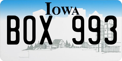IA license plate BOX993