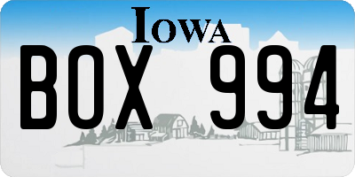 IA license plate BOX994