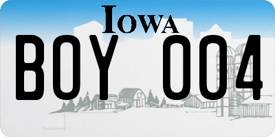 IA license plate BOY004