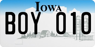 IA license plate BOY010