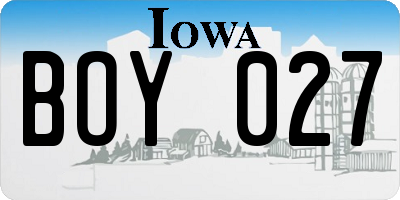 IA license plate BOY027