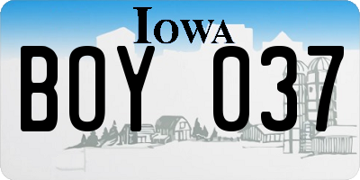 IA license plate BOY037
