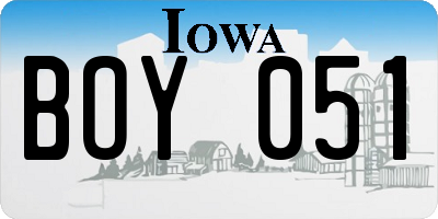 IA license plate BOY051