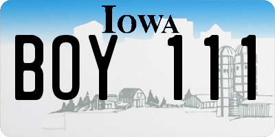 IA license plate BOY111