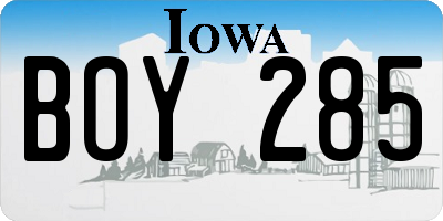 IA license plate BOY285