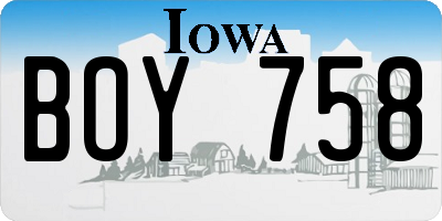 IA license plate BOY758