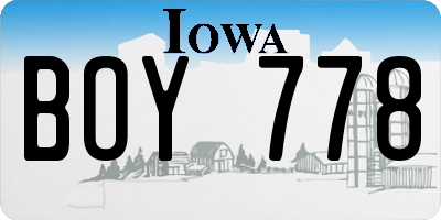 IA license plate BOY778